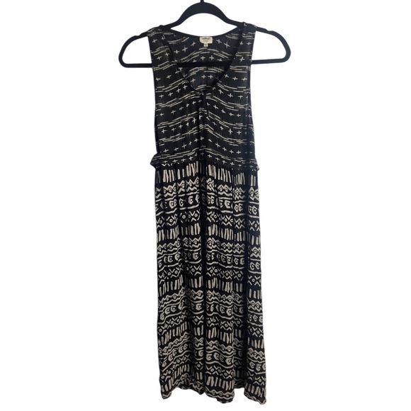 Aritzia Wilfred Size XXS Midi Dress Black White Gauzy Aztec Boho - Picture 1 of 6
